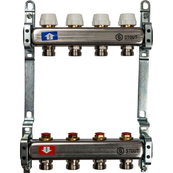 Коллектор из нержавеющей стали без расходомеров на 4 выхода Stout SMS 0922 000004