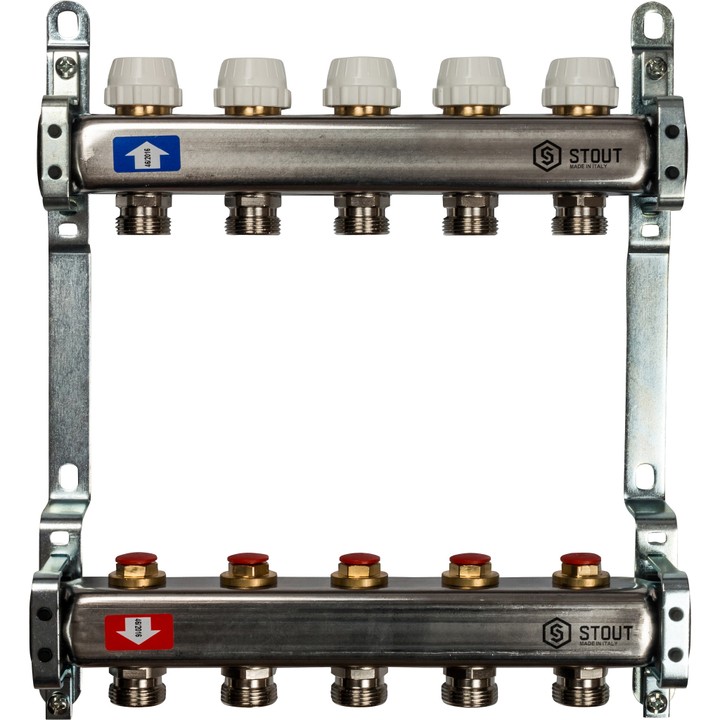 Коллектор из нержавеющей стали без расходомеров на 5 выходов Stout SMS 0922 000005