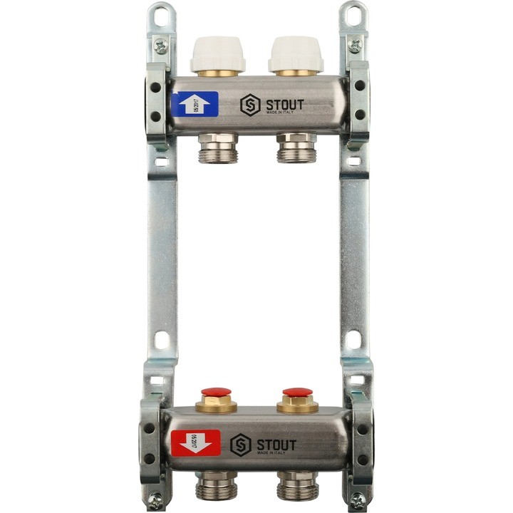 Коллектор из нержавеющей стали без расходомеров на 2 выхода Stout SMS 0922 000002