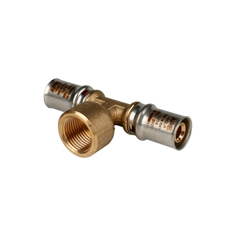 Пресс тройник Stout 16x1/2" с ВР резьбой (арт.SFP-0007-001216 )