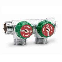 Коллектор для воды 2 выхода Stout 3/4"x1/2" плоское уплотнение арт.SMB-6849-341202